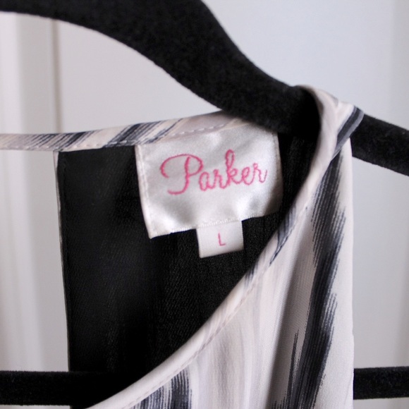 Parker Black and White Keyhole Cocktail Dress - Picture 3 of 6